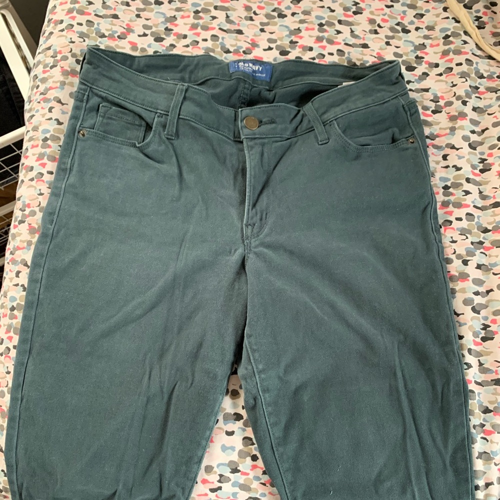 High rise skinny jeans.